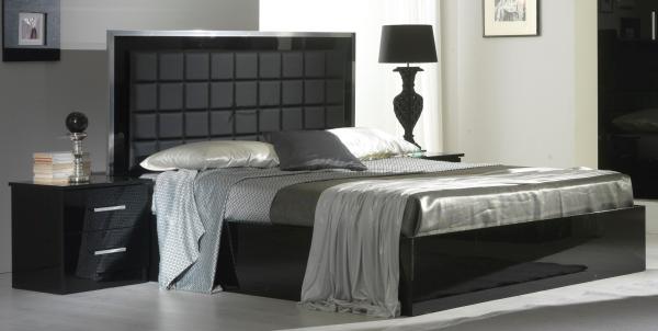 Product photograph of Ambra Black Italian 2 Drawer Bedside Cabinet from Choice Furniture Superstore.